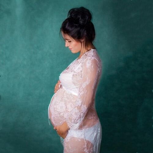 Eyelashes Lace Maternity Photography Dress Kimono Long Sleeve Lace Pregnant Woman Dress For Photography