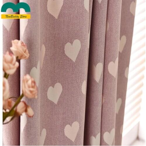 Pastoral Linen Jacquard Curtains for Living Dining Room Bedroom Curtains Children Love Blackout Curtains Window Drapes