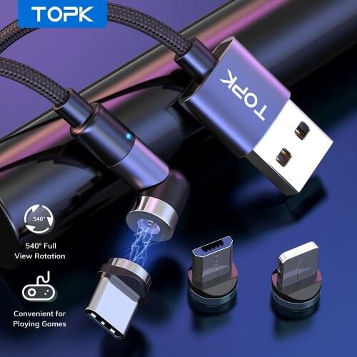 TOPK 5A Magnetic USB Cable Fast Charging USB Type C Cable Magnet Charger Data Charge Micro USB Cable For iPhone X Samsung Xiaomi