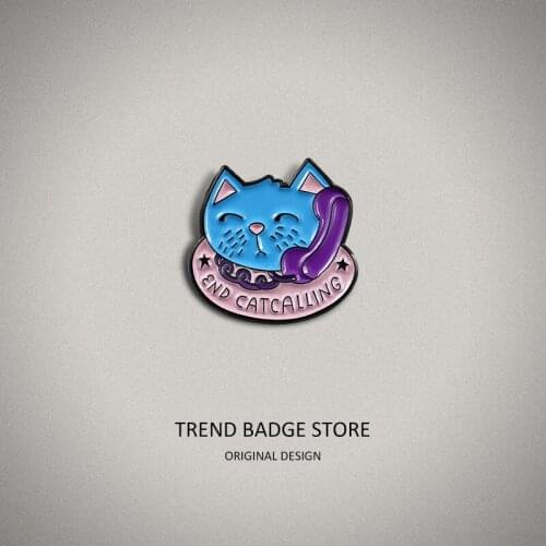 Cute Smart Blue Cat Phone Pins Metal For Backpack, Cartoon Fashion Little Animal Badge Brooches For Womens Clothing