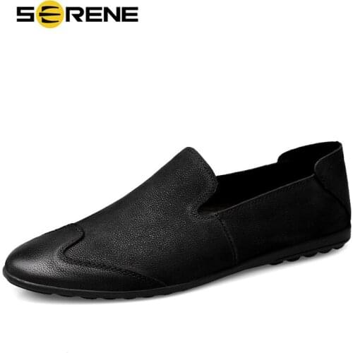 Men Genuine Leather Fashion Design Solid Tenacity Footwear Breathable Comfortable Casual Man Black Boat Drive Shoe Plus Size