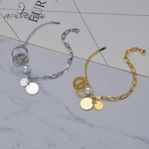 Nextvance Latest Popular Trend Stainless Steel Bracelet Round Pearl Bangle Bracelets for Women Steel Bracelet Jewelry Gift