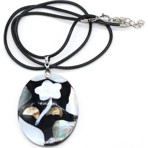 Natural Shell Flower Pendant Necklace Oval Shape Shell Pendant Necklace for Women Jewelry Necklace Best Gift Length 55+5cm