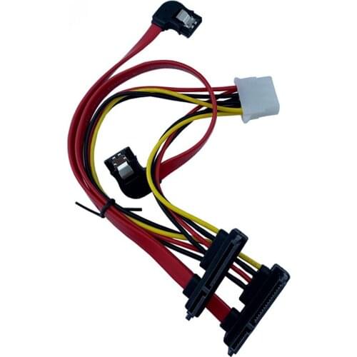 2 Right-angled Sata To 2 22p Sata with Power Supply Large 4P Male Shell Female Hard Disk Cable Suitable for Hard Disk Server