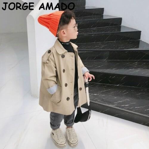 Children Trench Coat 2020 Autumn Baby Boys Girls Khaki Casual Coat Single-breasted Loose Dust Coat Boy Girl Clothes E6606