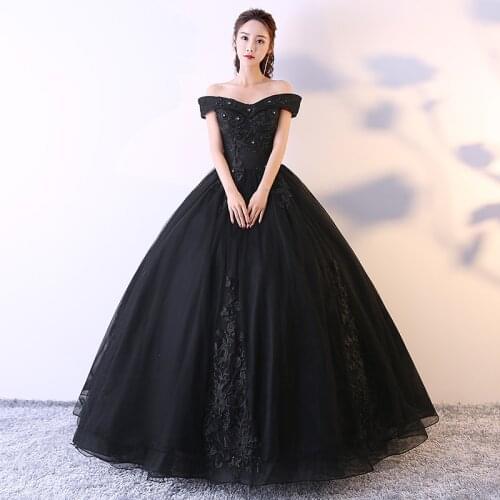 Black Apricot Quinceanera Dresses Off The Shoulder Appliques Beaded Vestido Debutante 15 Anos 2019 New Princess Puffy Ball Gowns