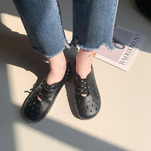 Hollow Fashion Casual Soft Sole Comfortable Lightweight Ladies Single Shoes Summer Hot-Selling Lace-Up Elegant Boat Shoes