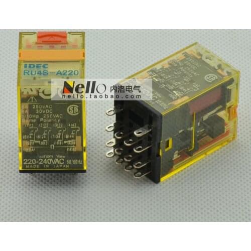 [SA]Japan and the spring IDEC relays with latch lever 6A RU4S-D12 RU4S-D24 RU4S-AC110 RU4S-AC220V 4a4b--10pcs/lot