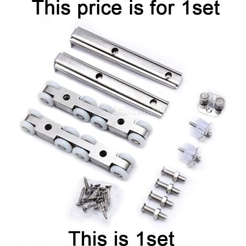 Brand New 1Set Stainless Steel Sliding Door Rollers Pulleys Hanging Wheels Silent Bearing 8 Wheels Loading 120KG for one Door