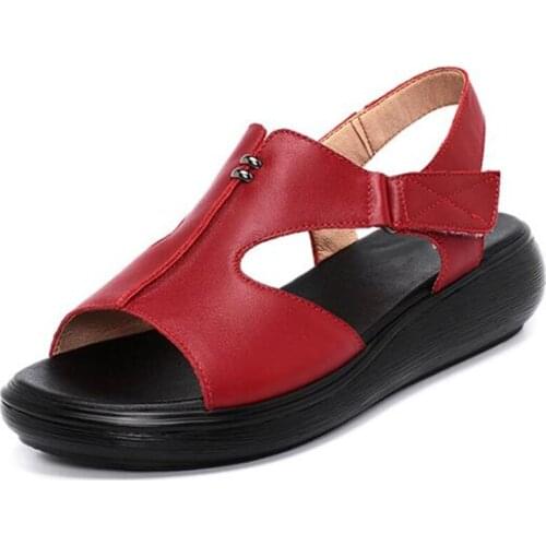 2021 New Fashion Summer Women Sandals High Quality Soft Cowhide Leather Sandals Platform Wedges Heighten Sandals Casual Shoes