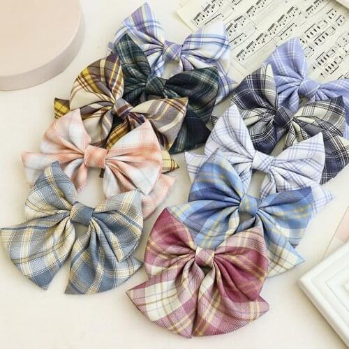 Woman Bow Hairgrip Girls Hair Accessories Ponytail Hairpins Ladies Barrettes Sweet Hair Clip Headwear Plaid BB Clips E79
