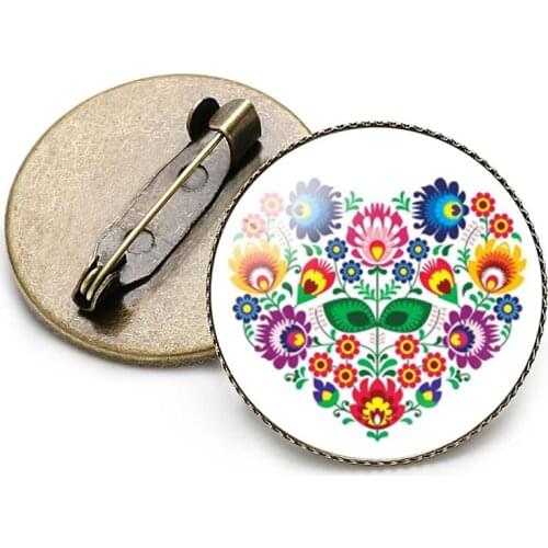 Polish Folk Patterns Badge Brooch Poland Folk Art Flower Retro Badge Pin Accessories
