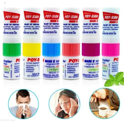 1pc Thailand Nasal Inhaler Poy sian Mark 2 Herbal Nasal Inhaler Poy Sian Stick Mint Cylinder Oil Brancing Breezy Asthma