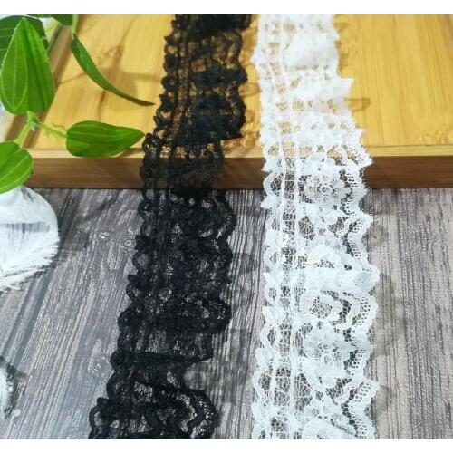 1Yards Tulle Lace Fabric Ribbon 4cm Lace Trim Guipure Laces Appliques White Lace Fabric For Wedding Dresses dentelle noire T01