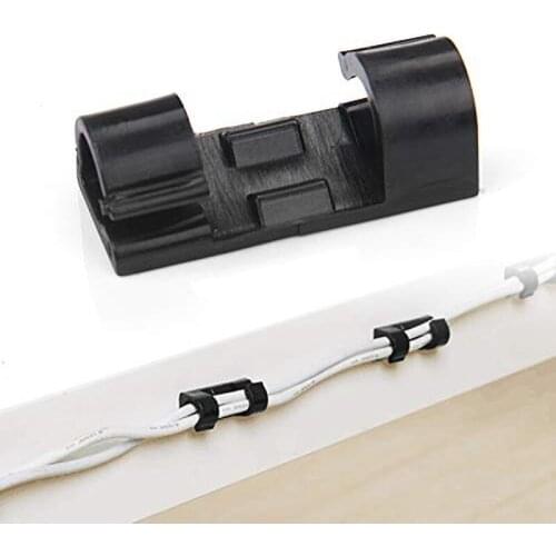 20 Pcs Self Adhesive Cable Management Clips Cable Organizers Sticky Wire Clips Cord Holder for TV PC Laptop Desktop Home Office