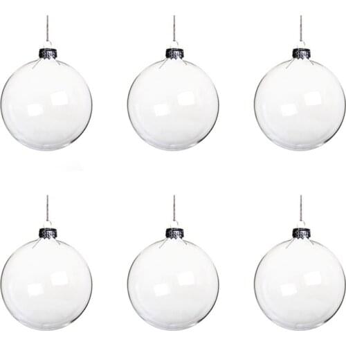 6Pcs 8cm DIY Christmas Tree Hanging Ball Transparent Acrylic Ball Clear Plastic Fillable Ball Ornament
