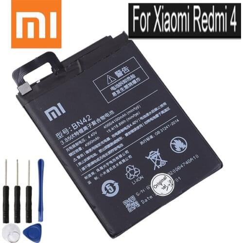 Xiao Mi Original BN42 Battery For Xiaomi Redmi 4 Hongmi4 Redmi4 standard version Genuine Replacement Phonehone Batteries 4000mAh
