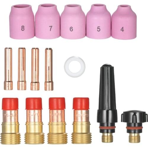 16 Pcs Consumables Accessories, Lens Gas Welding Kit Gas Lens Adapter Sleeve TIG