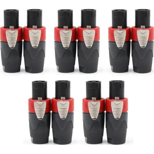 Artudatech 10 Pcs Red Speakon 4 Pin Male Plug Compatible Audio Cable Connector Jack Accessories