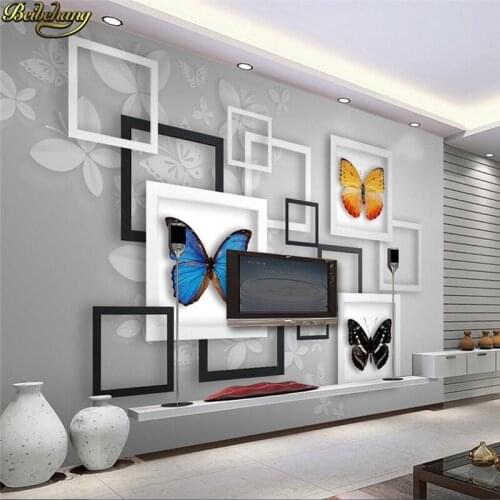 Beibehang 3D Stereo Geometry Abstract Dream Butterfly Backdrop Custom Photo Wallpaper Large Wallpaper Wall Sticker