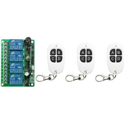 DC12V 4CH 10A RF Wireless Remote Control Switch System teleswitch 3 transmitter & 1 receiver relay Receiver Smart Home Switch