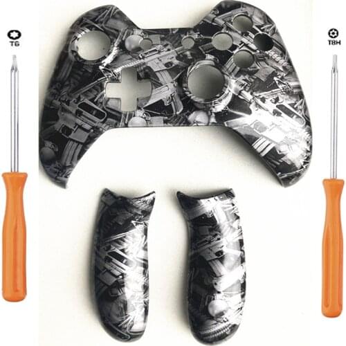For Xbox One Standard & 3.5mm Jack Controller Custom Glossy Front Housing Shell Faceplate W/ Side Rails Rear Handle Grips Panels