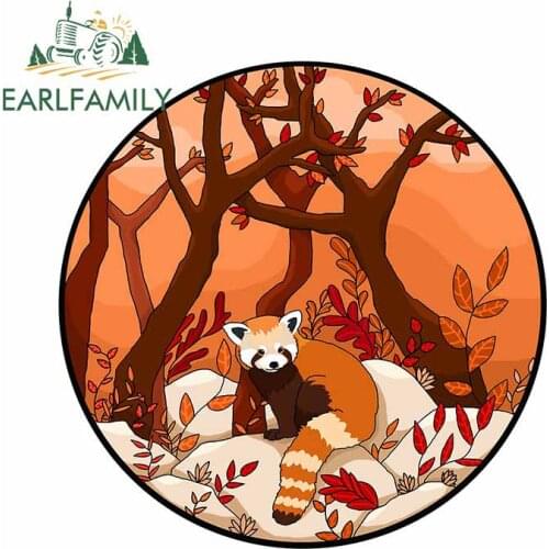 EARLFAMILY 13cm x 12.7cm for Little Red Panda Autumn Car Stickers Windows Motorcycle Decal Refrigerator Windows Vinyl Car Wrap