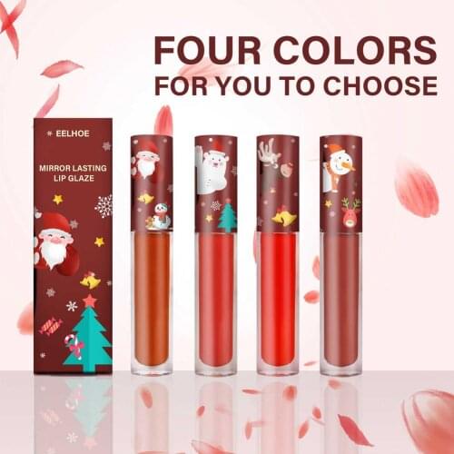 Lipstick Women Red Lip Christmas Lasting Lip Glaze Gift Mirror Lip Glaze Lip Gloss Velvet Matte Liquid Lipstick Nude Lip Stick