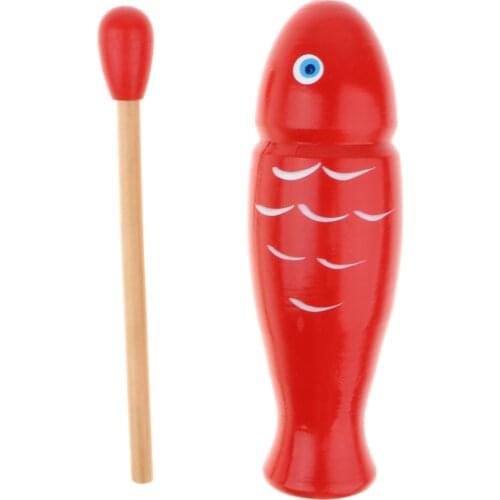 Kids Children Red Wooden Fish Knocking Toy Percussion Instrument Early