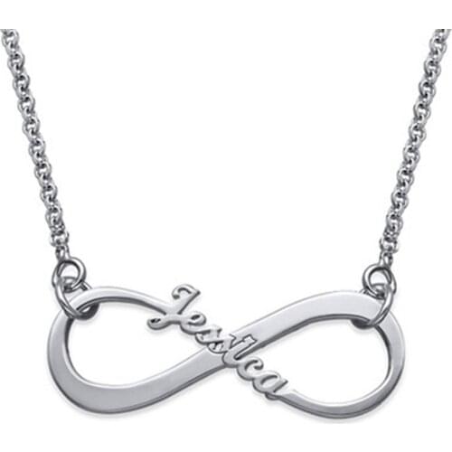 AIYANISHI Customized 925 Silver Necklace Infinity Name Necklace Boho Jewelry Personalized Infinity Necklace Bridesmaid Gifts