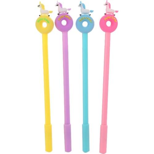 2pc Donut Unicorn Gel Pen Black Ink Pen Promotional Office For School Supplies Korea Stationery Accessories