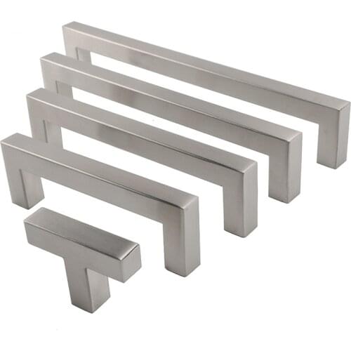 Handles Square Bar Stainless Steel Brushed Black Mirror Door Handle Kitchen Door Cabinet Knobs and For Furniture Pull Knob