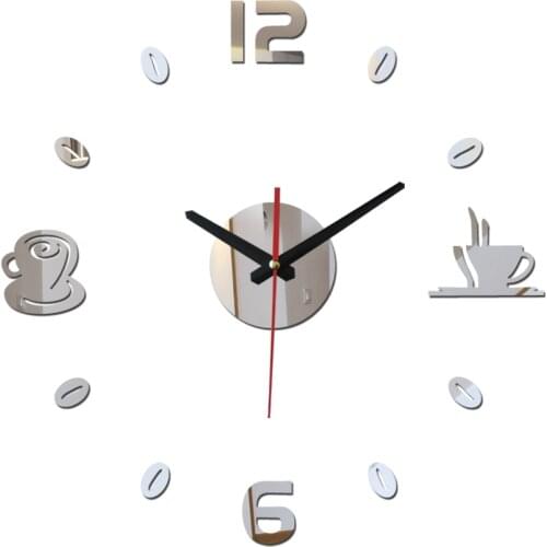 Top sale diy wall stickers clock clocks home decor acrylic mirror sticker Furniture modern living room