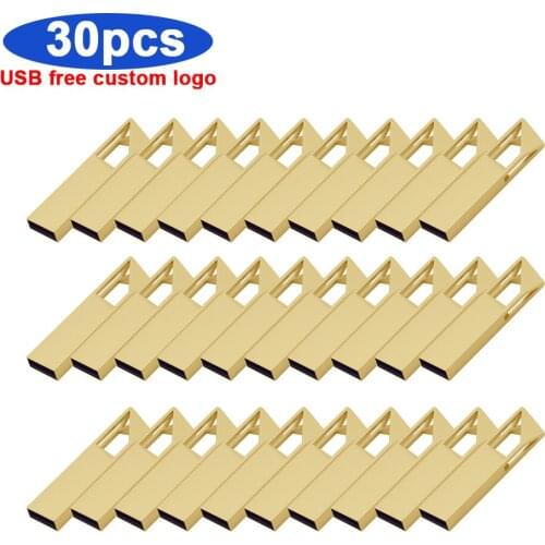 30pcs/lot Metal usb flash drive Pendrive 128GB 64GB 32GB 16GB 4GB pen drive flash USB memory stick free customer logo