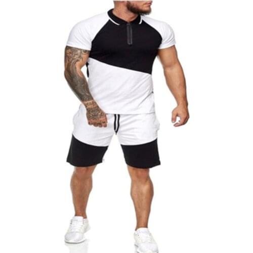 Mix colours 2020 summer mens fitness sportswear set muscle mens track suits running short-sleeved T-shirt shorts men
