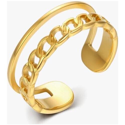 Hiphop Gold Chain Rings Set For Women Girls Punk Geometric Simple Finger Rings 2021 Trend Jewelry Party