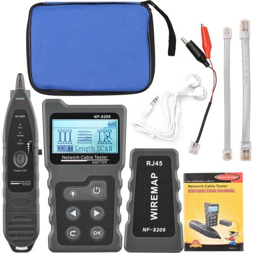 NF-8209 Cable Tester Multi-functional LCD Network Cable Tester Wire Tracker PoE Checker Inline PoE Voltage and Current Tester