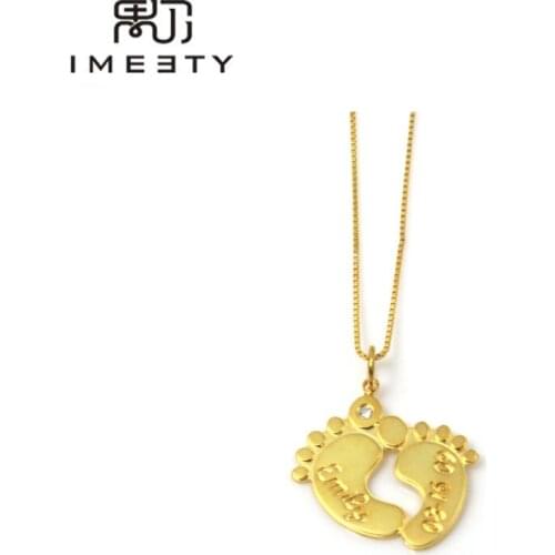 IMEETY custom feet necklace engraved bar necklace birthday stones pendant engrave name foot pendant silver baby feet necklaces