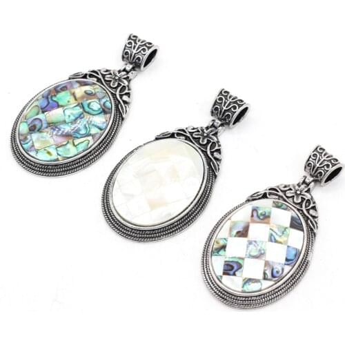 Explosive2021New Natural Freshwater White Shell Retro Abalone shell Pendant Pendant Lady DIY Making Necklace Jewelry Size40x60Mm