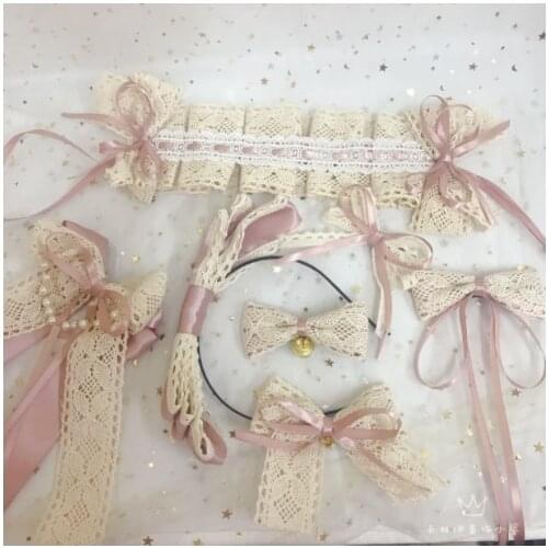 Cosplay Doll Master Lolita KC Headband Hairpin Sweet Womens Bow Lace Hairpin Hair Band Mori Girl Rtero Headwear Side Clip