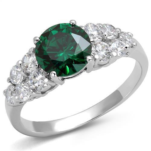 Rhodium Brass Ring with Synthetic in Emerald