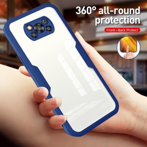 Luxury Transparent 360 Full Cover Case For Poco X3 Pro Front Back Shell For Poko Poxo X 3 X3Pro Nfc Phone Protection Coque Funda