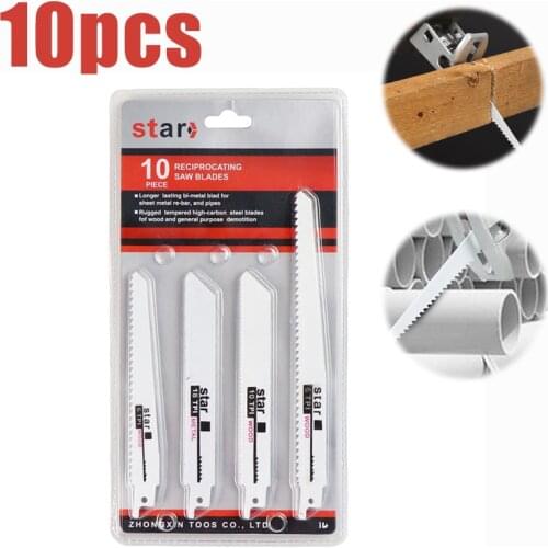 10Pcs High Carbon Steel Saber Saw Reciprocating Saw Blade for Wood Metal Multi Saw Blade Cutting Dics Power Tools Accessories