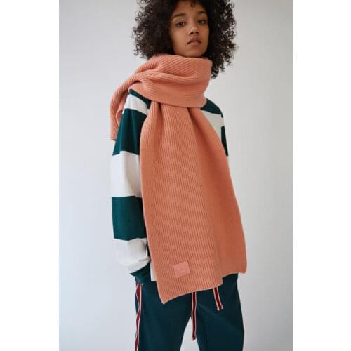 AC new wool blended pure color scarf for women in autumn / winter 2020Fashion smiling face wool knitting scarf couple warm scarf