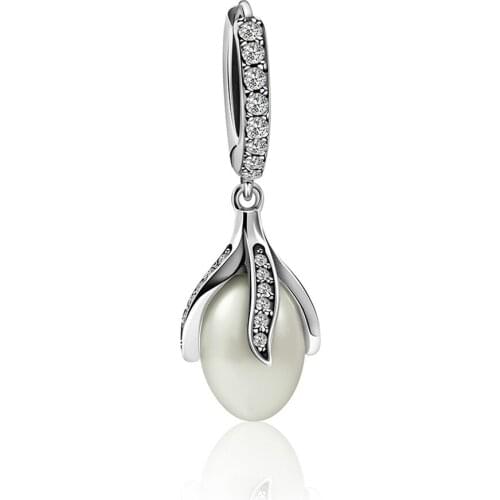 2019 NEW 100% 925 Sterling Silver Pearl Hanging Charm Suitable DIY Necklace Women Gift Original Jewelry RE021-RE040