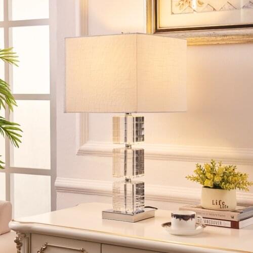 30x62cm Modern Square K9 Crystal Table Lamp For Living Room Bedroom Bedside Lamp Hotel Club Study Room Table Lamp Home Decor
