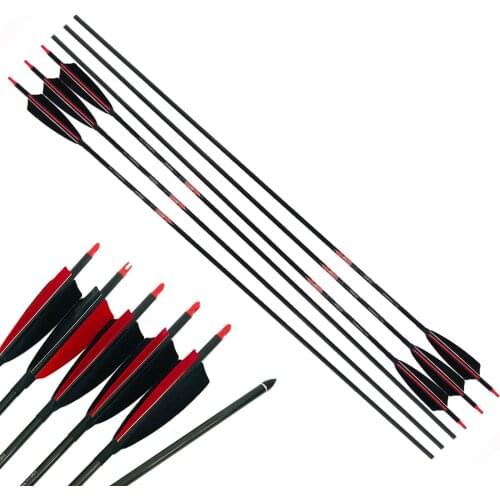 12pcs Linkboy Archery Pure Carbon Arrow Spine 300 340 400 500 600 700 800 4inch Turkey Feather 75gr Tips Compound Bow Hunting