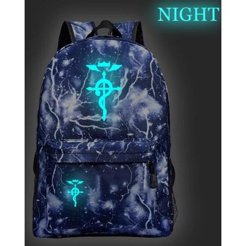 Boys Girls Fullmetal Alchemist Luminous Backpacks Men Women Laptop Knapsack Teens Fashion Beautiful School Book Bags
