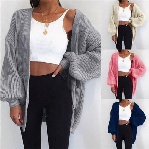 Loose Knitted Cardigan Sweater For Women 2021 New Loose Open Stitch Sleeve Autumn Winter Coat Solid Casual Jumper Plus Size Coat