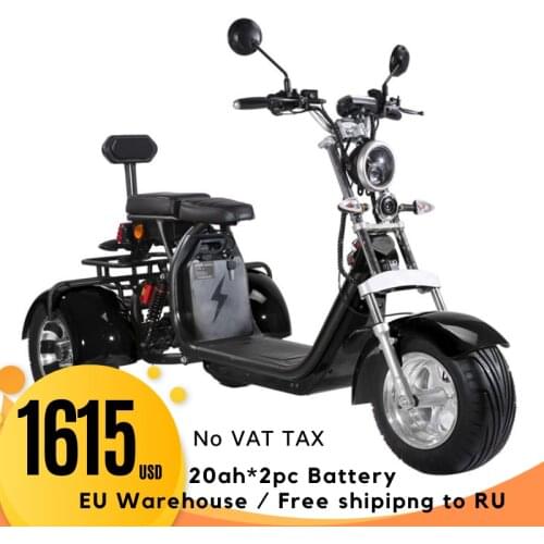 60v 40Ah Fat Tire 2000w Lithium Electric Trike Scooter Citycoco EEC COC 3 Wheels Motorcycles Tricycle Adult Free Shipping No Tax